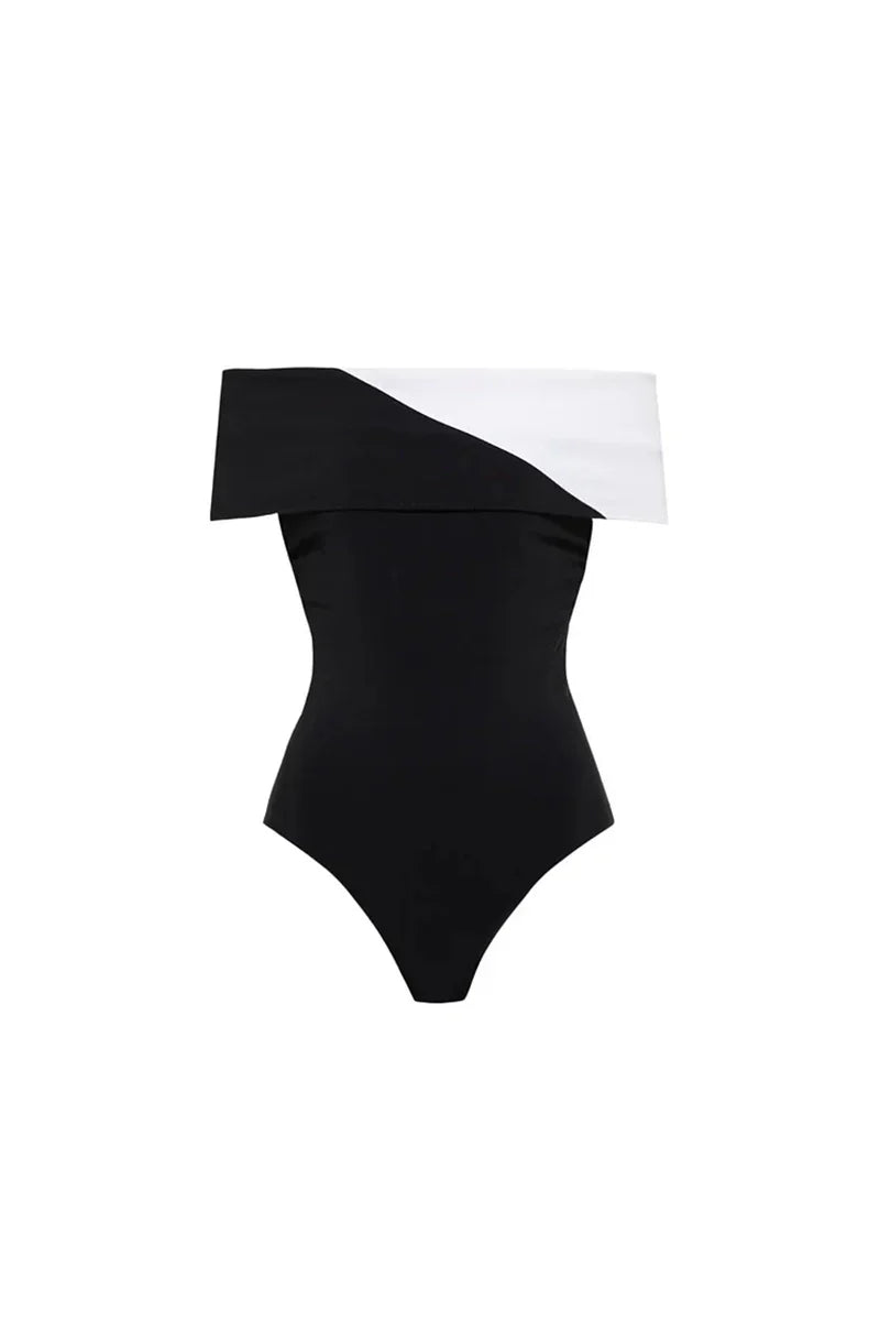 Colorblock Minimal One Piece Swimsuit Set