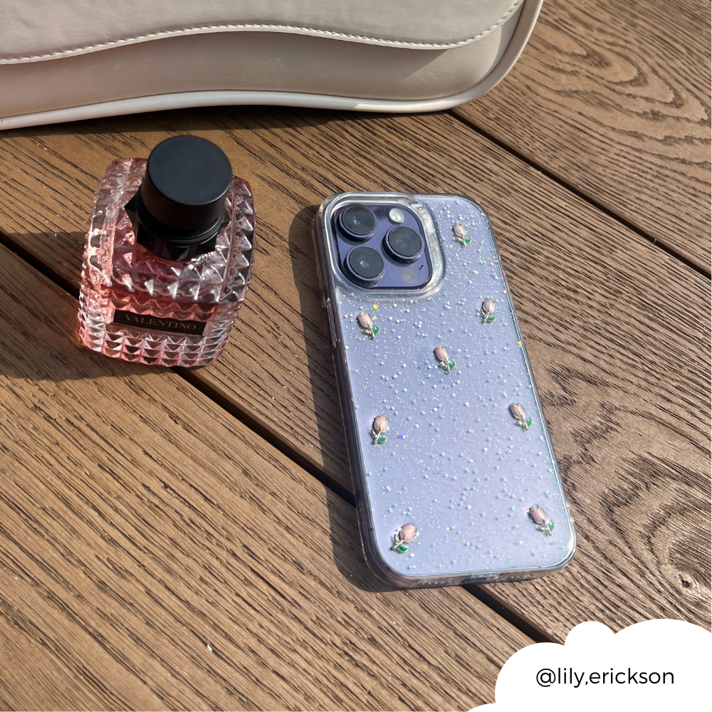 Sevimli Lale Desenli Şeffaf Telefon Kılıfı