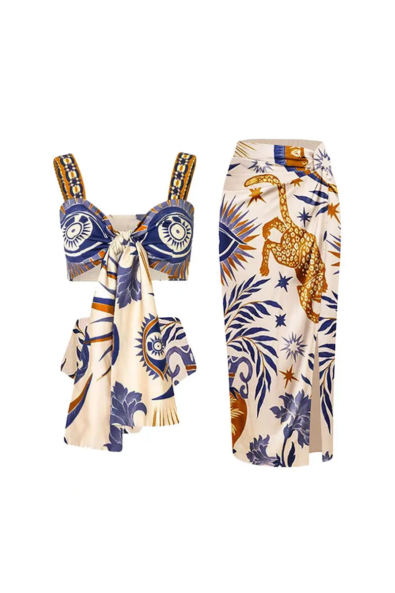 Boho Print Tie-Up Bikini Set