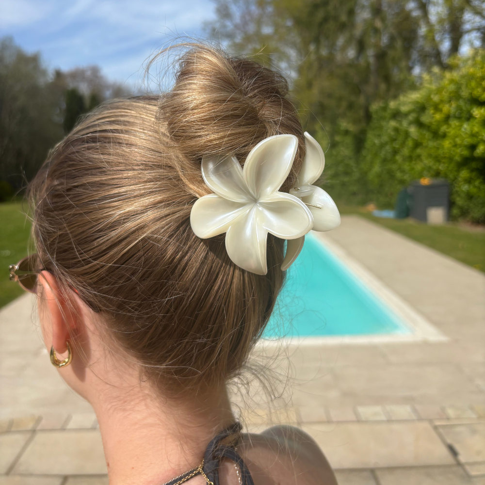 Tropical Flower Claw Clip - Pearl