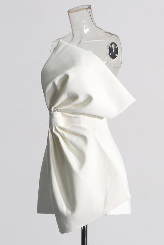 Bow pattern slim-fit tube top mini dress