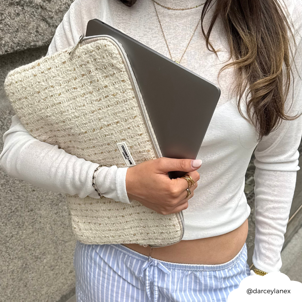 Vanilla Textured Tweed Laptop Sleeve