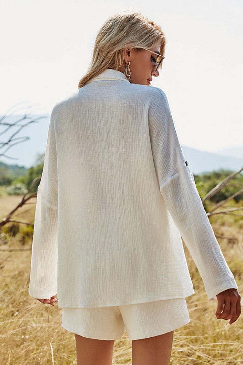 Fashion Casual Cotton Linen Suit Shirt Shorts