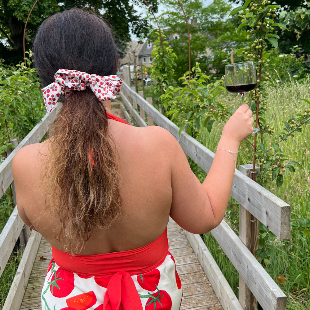 Satin Bow Scrunchie - Salsa Club