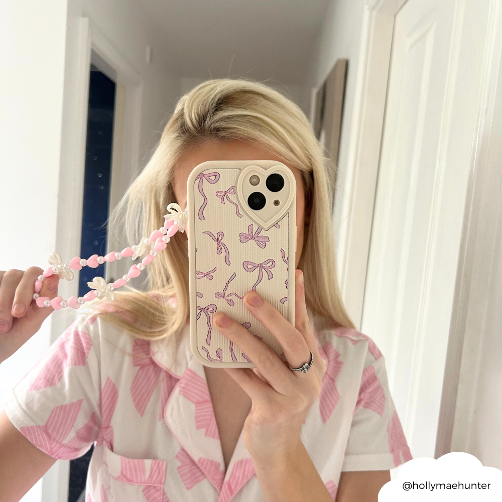 Beaded Phone Strap - Hearts & Bows