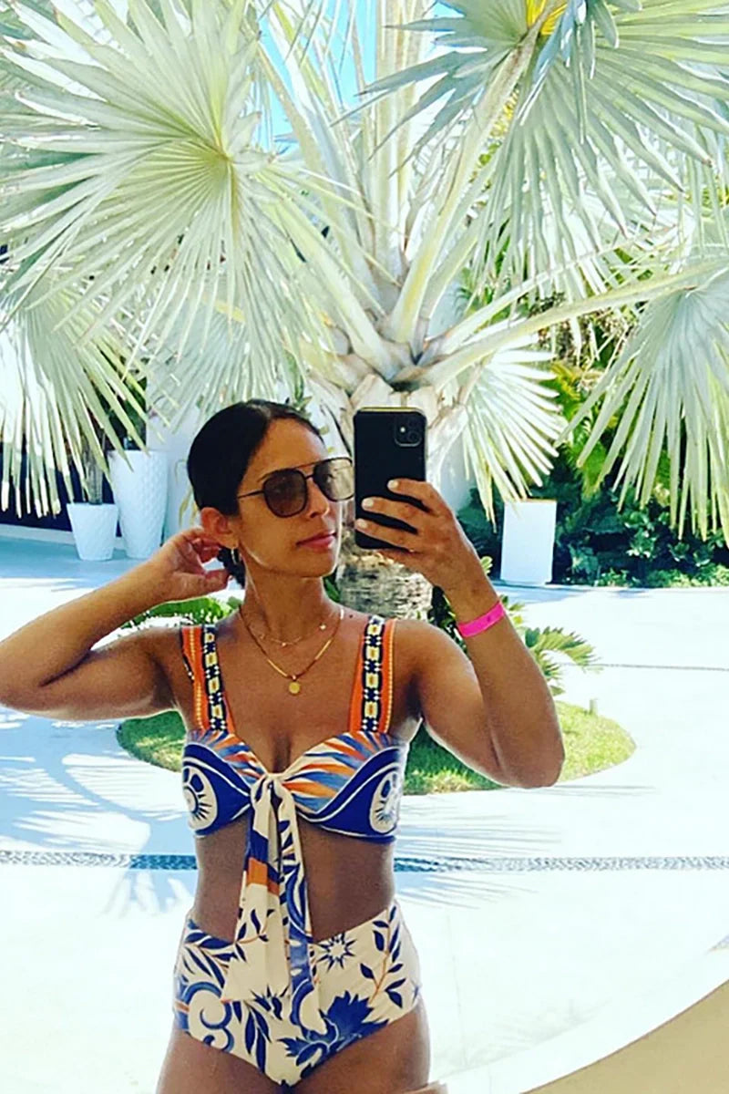Boho Print Tie-Up Bikini Set