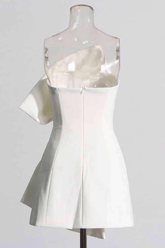 Bow pattern slim-fit tube top mini dress