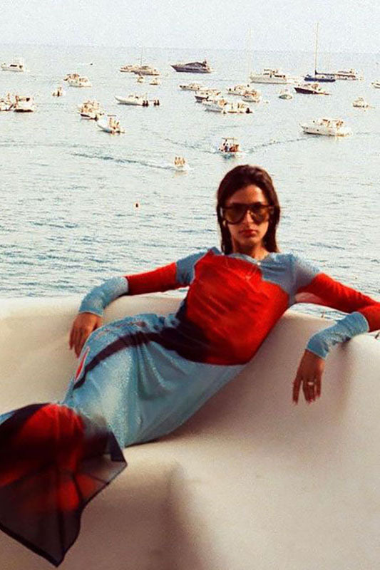 Abstract Print Sheer Maxi Dress