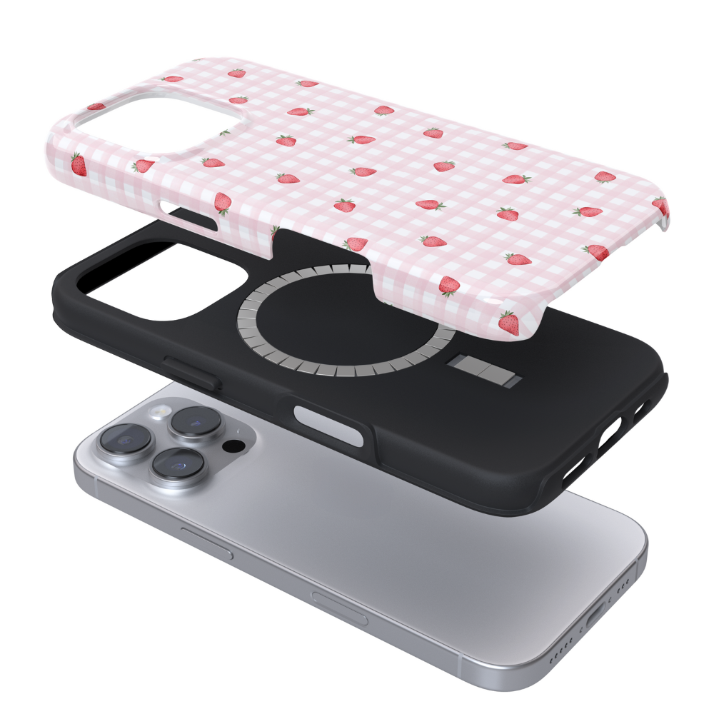 Tough MagSafe® Phone Case - Gingham Ditsy Strawberries