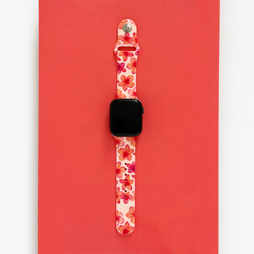Ada Kızı Pembe Hibiskus Apple Watch Kayışı