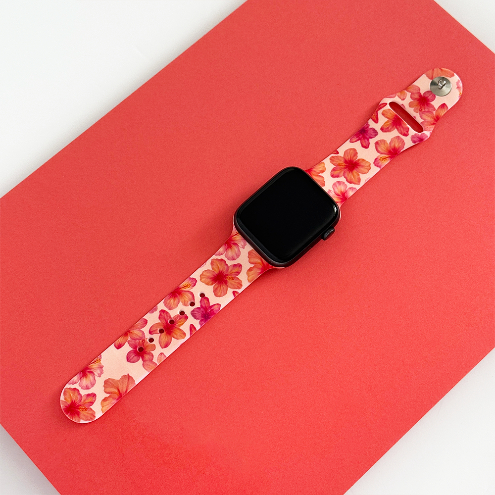 Ada Kızı Pembe Hibiskus Apple Watch Kayışı