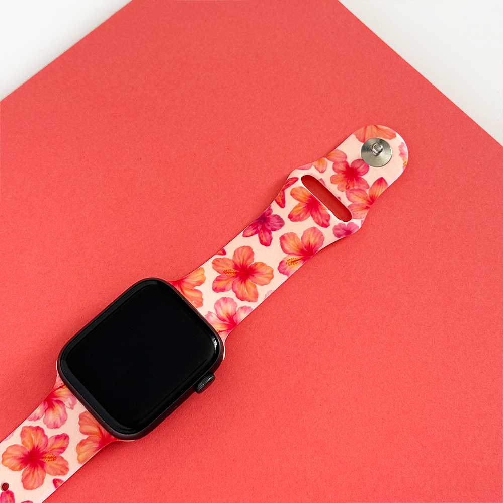 Ada Kızı Pembe Hibiskus Apple Watch Kayışı