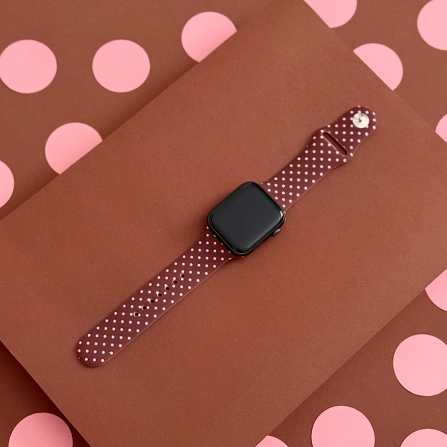 Kahverengi Puantiyeli Apple Watch Kayışı