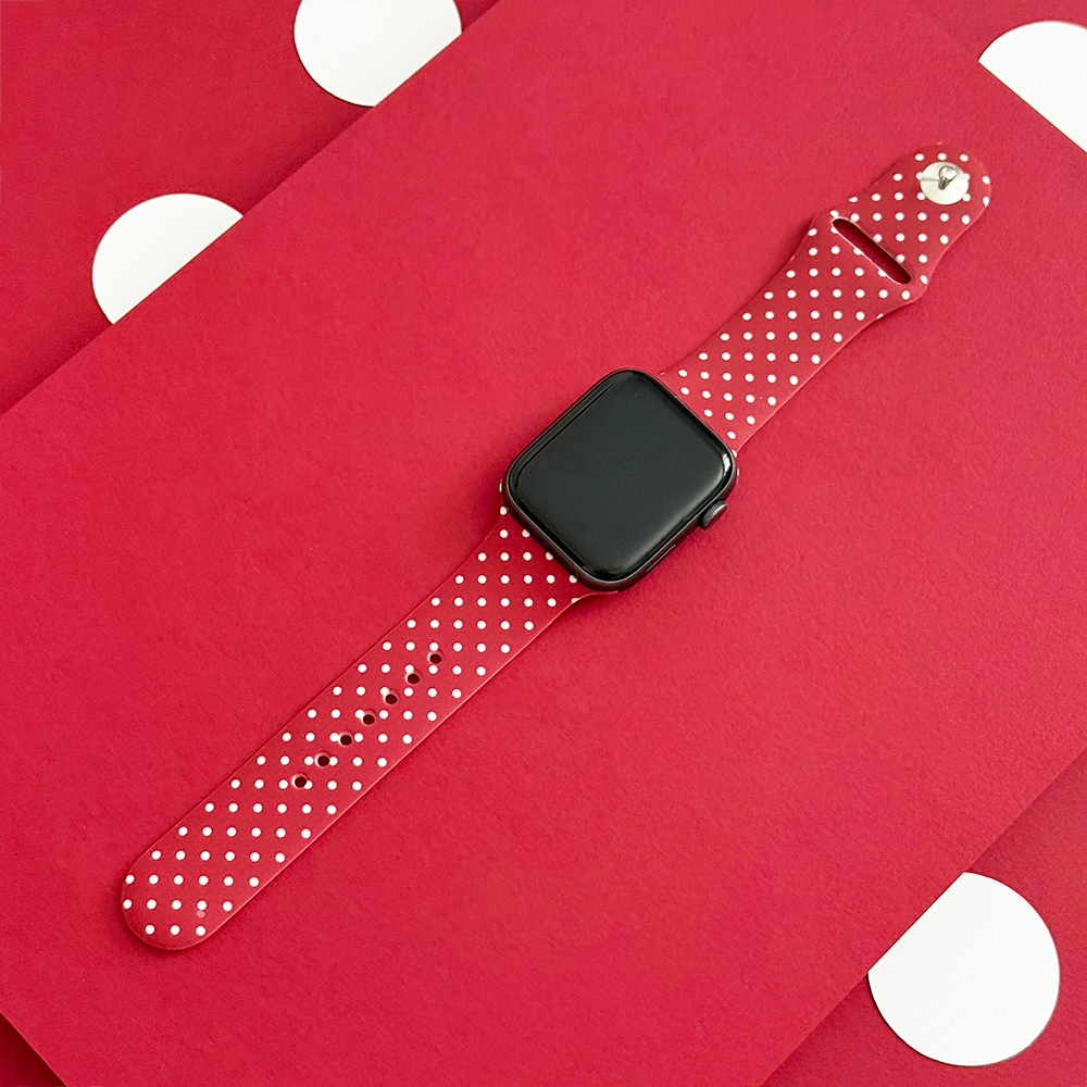 Bordo Puantiyeli Apple Watch Kayışı