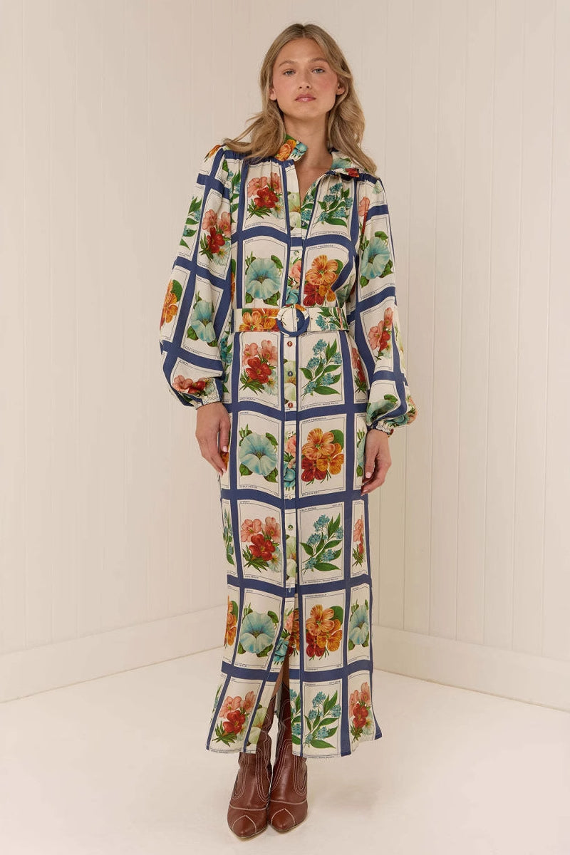 Elegant Stand Collar Maxi Dress