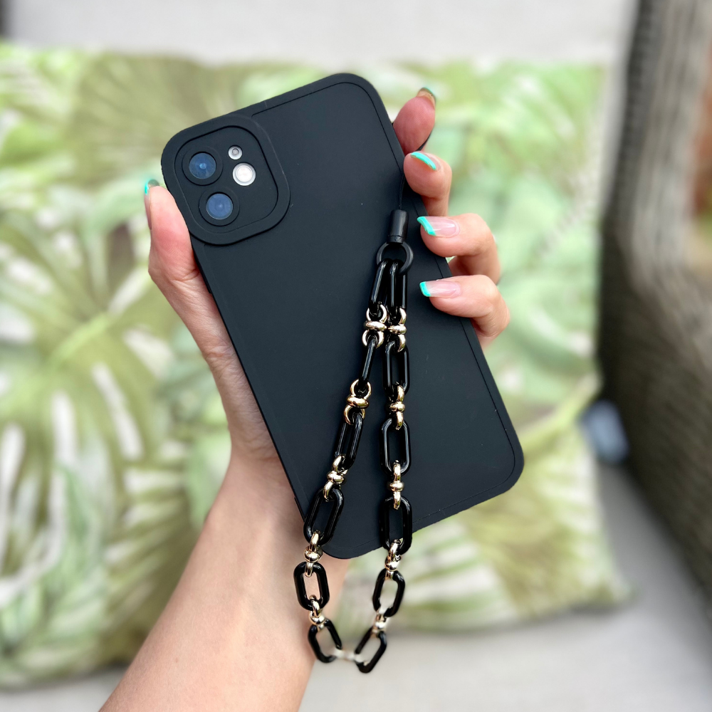 Black Link Phone Strap