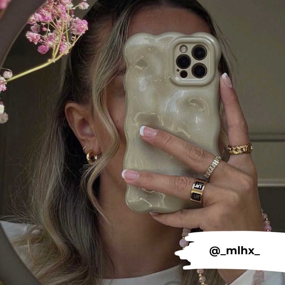 3D İnci Desenli Telefon Kılıfı - Altın