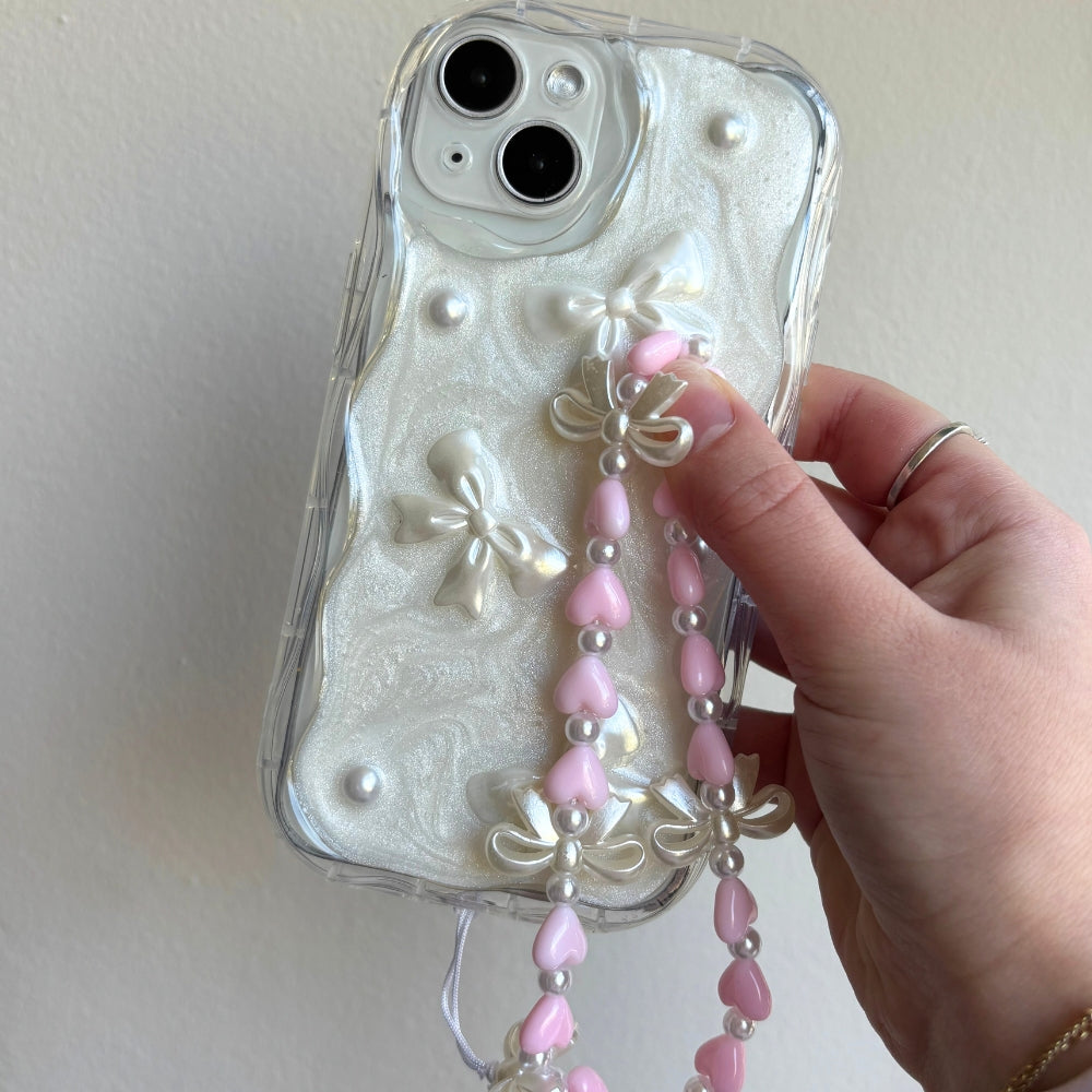 Beaded Phone Strap - Hearts & Bows