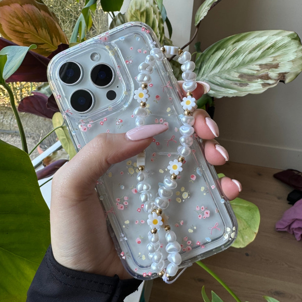 Beaded Phone Strap - Daisy Pearl