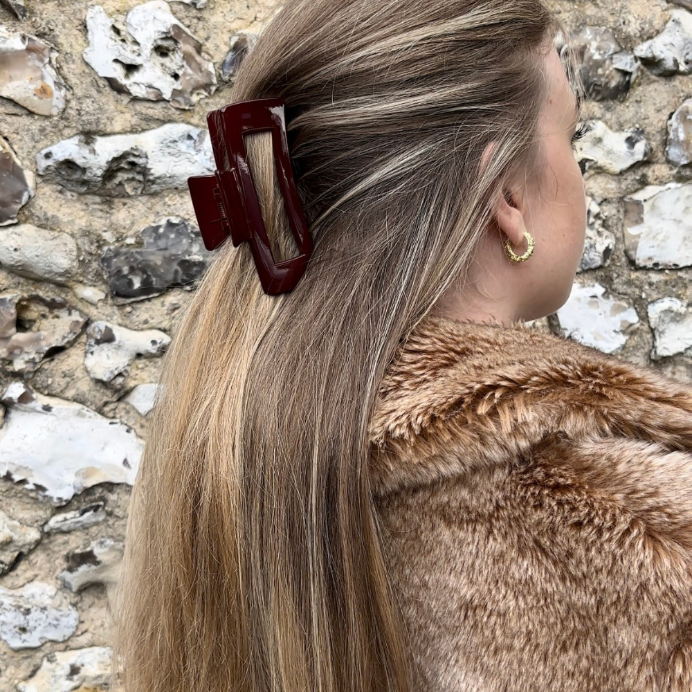 Bordo Kare Pençe Klipsi