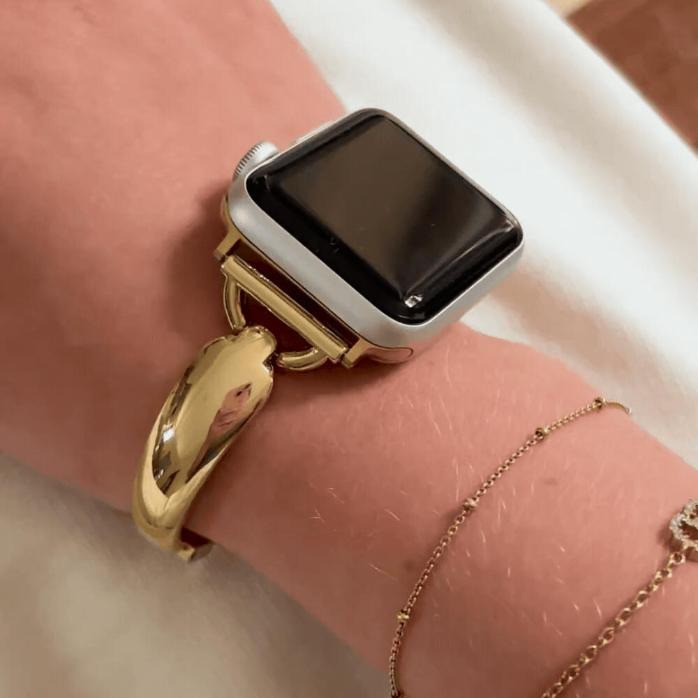 Altın Renkli Bileklik Şeklinde Apple Watch Kayışı