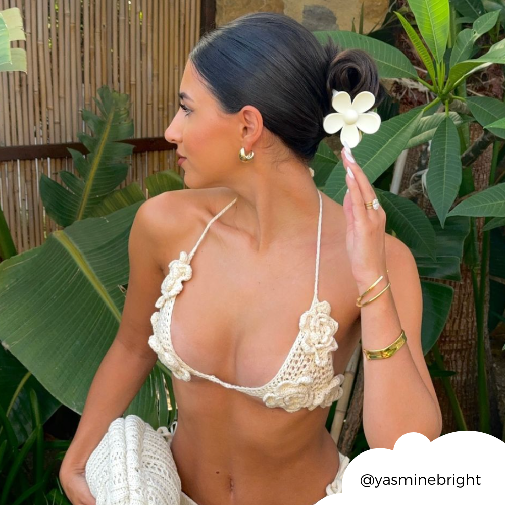 Çiçek Şekilli Klips - Krem