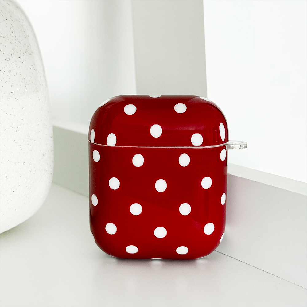 Airpods Case - Burgundy Polka Dot