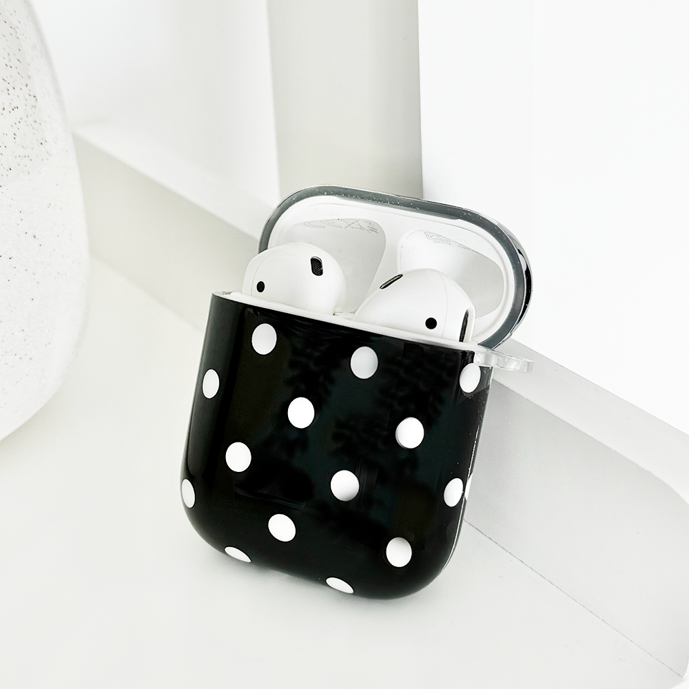 Airpods Case - Black Polka Dot