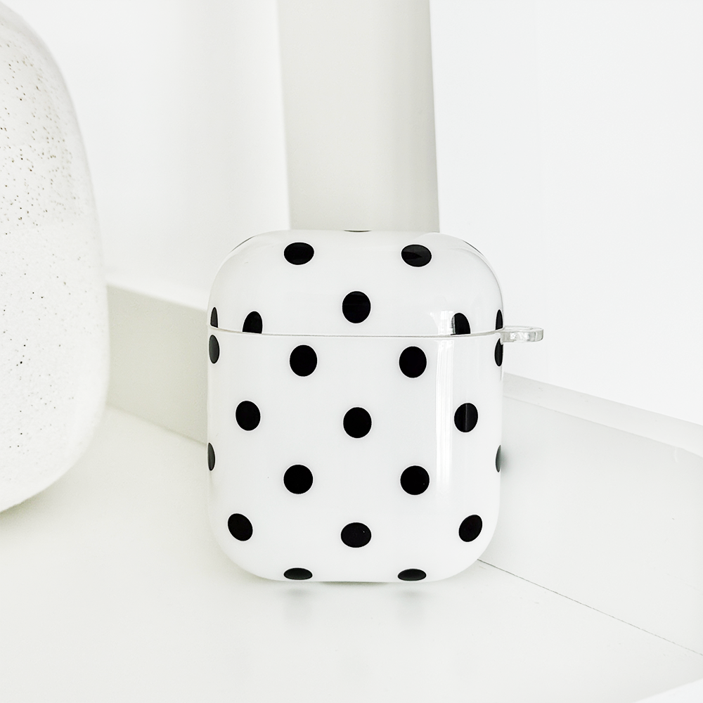 Airpods Case - White Polka Dot