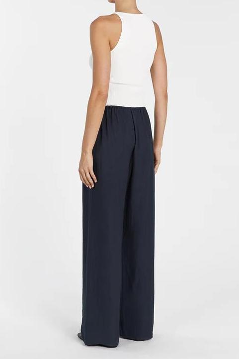 Asymmetrical Twist Detailing Top Linen Blend Pants Set