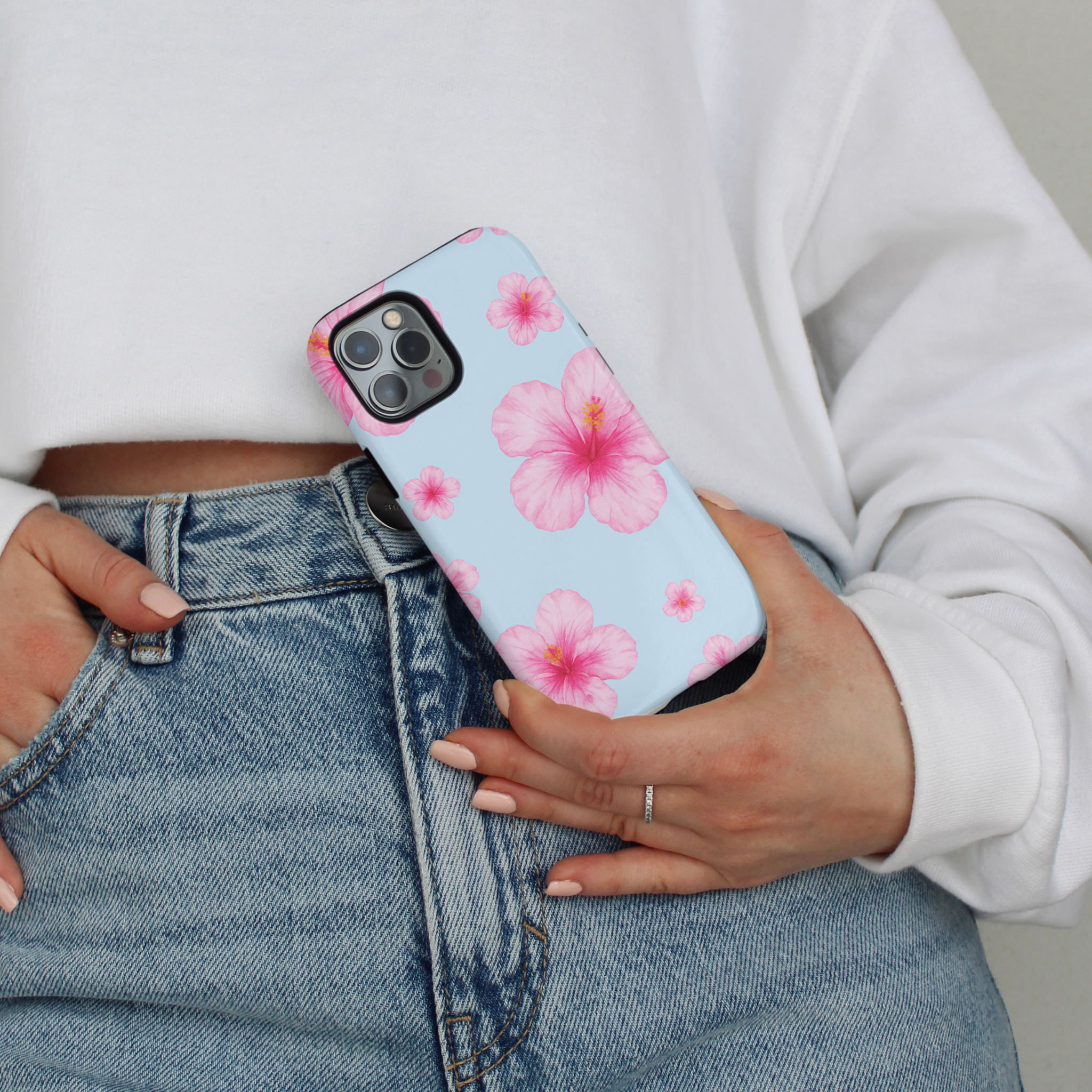 Tough Phone Case - Island Girl Baby Blue Hibiscus