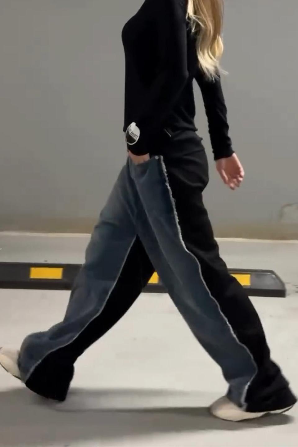 Black Denim Patchwork Raw Edge Jeans