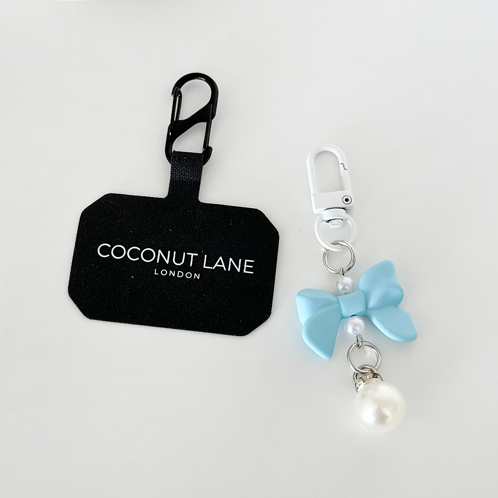 Coquette Fiyonklu Telefon Anahtarlık Seti - Mavi