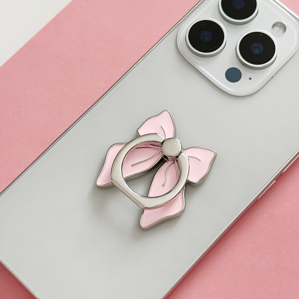 Yapışkanlı Telefon Yüzüğü - Pembe Kurdele
