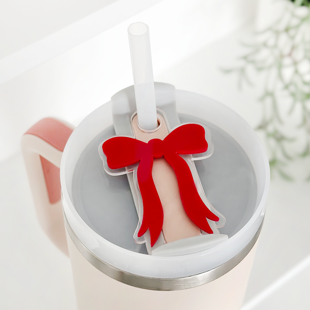 Coquette Fiyonklu Bardak Üstü Süsü - Kırmızı 