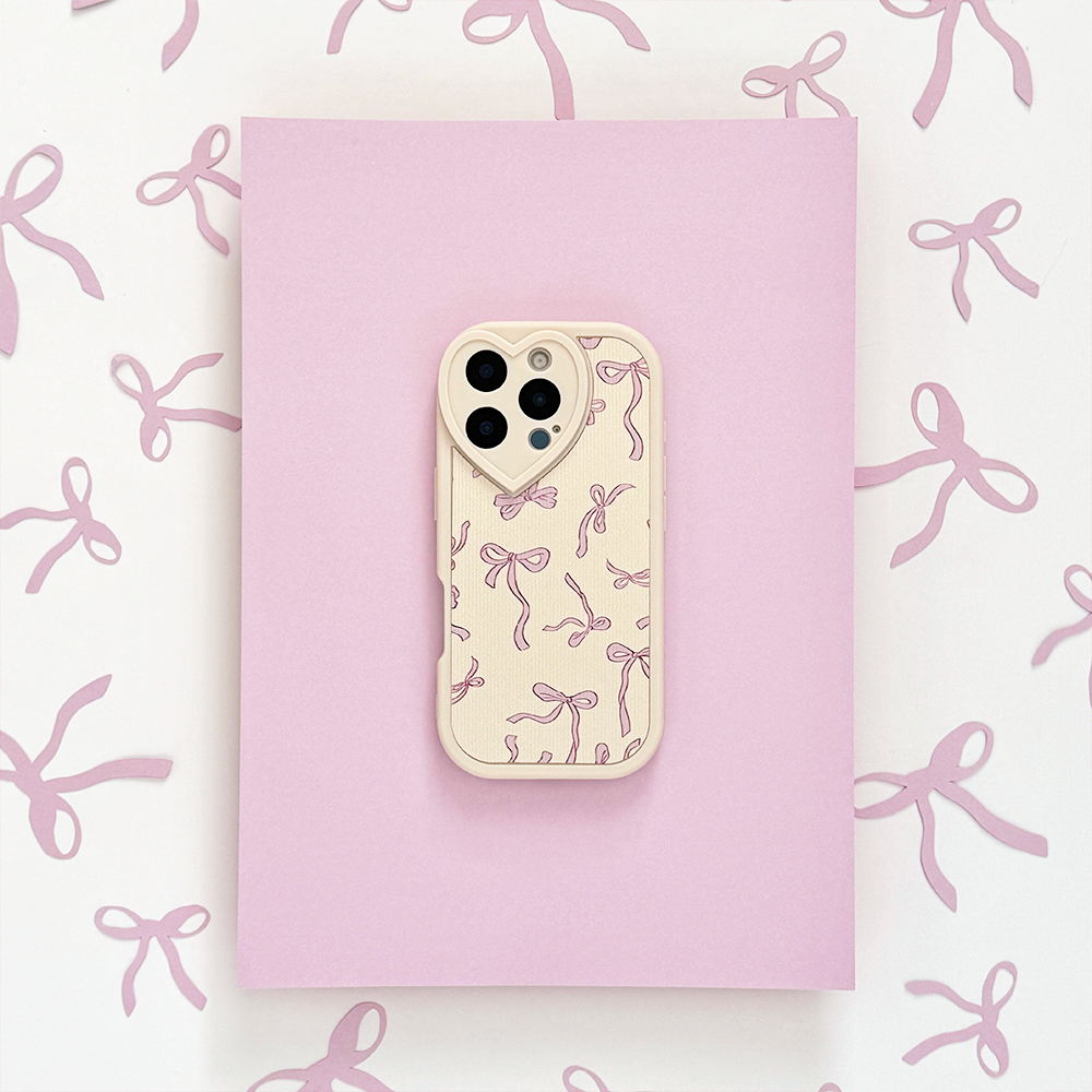 Bowtifully Ribbed Heart Kamera Telefon Kılıfı