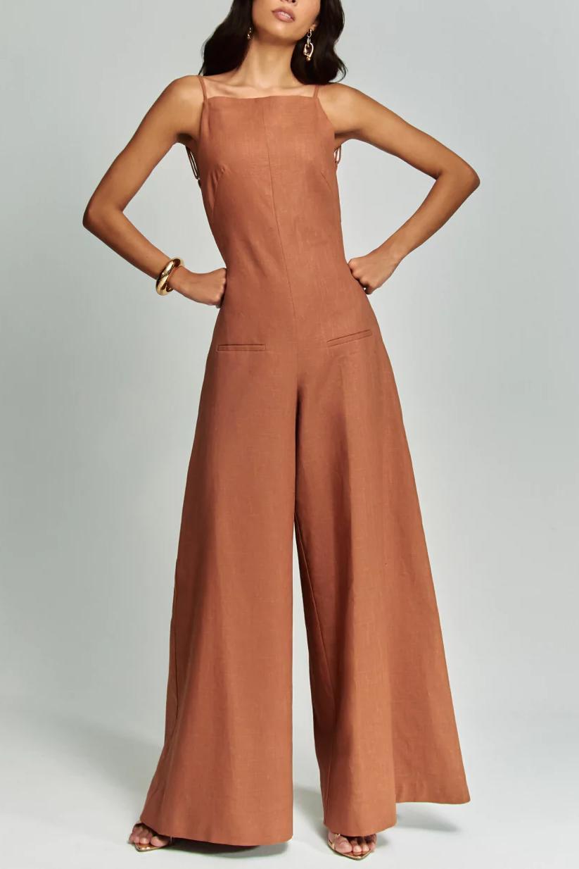Brown Halter Jumpsuit Radiante