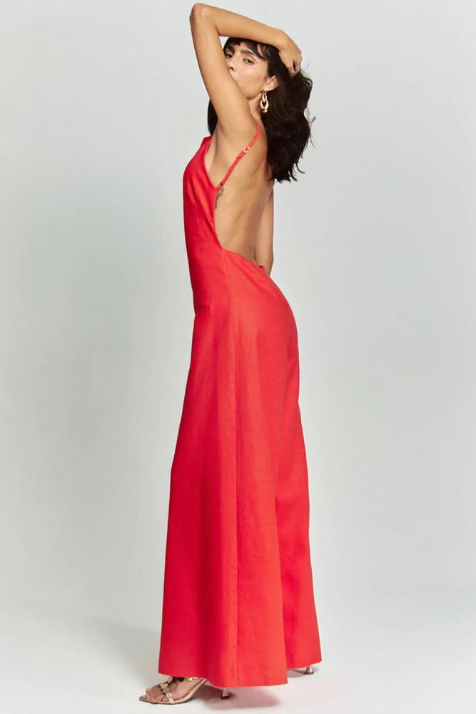 Brown Halter Jumpsuit Radiante