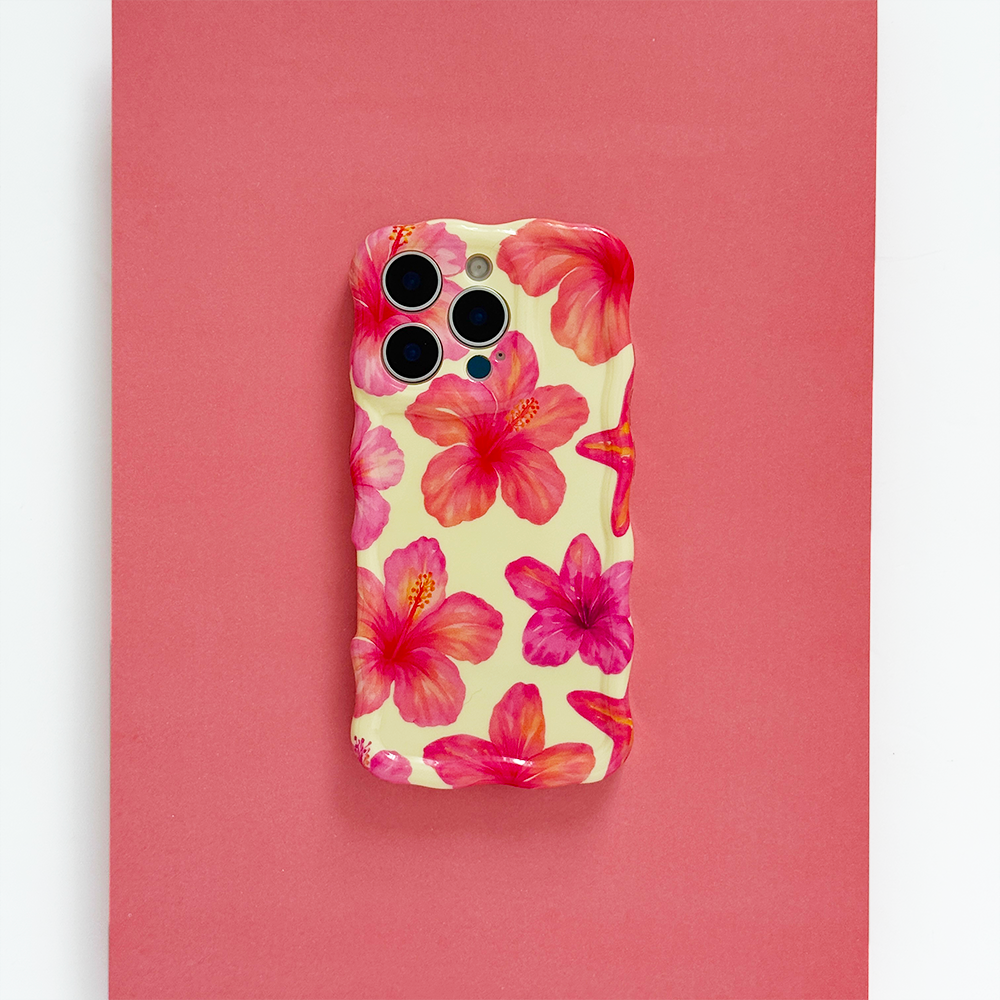 Wavy Phone Case - Island Girl Butter Yellow Hibiscus