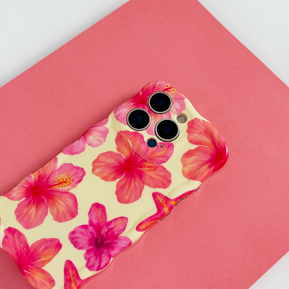 Wavy Phone Case - Island Girl Butter Yellow Hibiscus