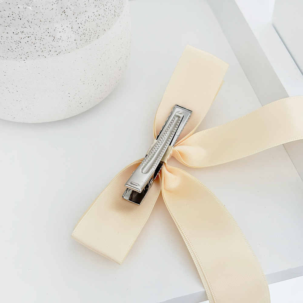Ribbon Bow Clip - Butter Yellow