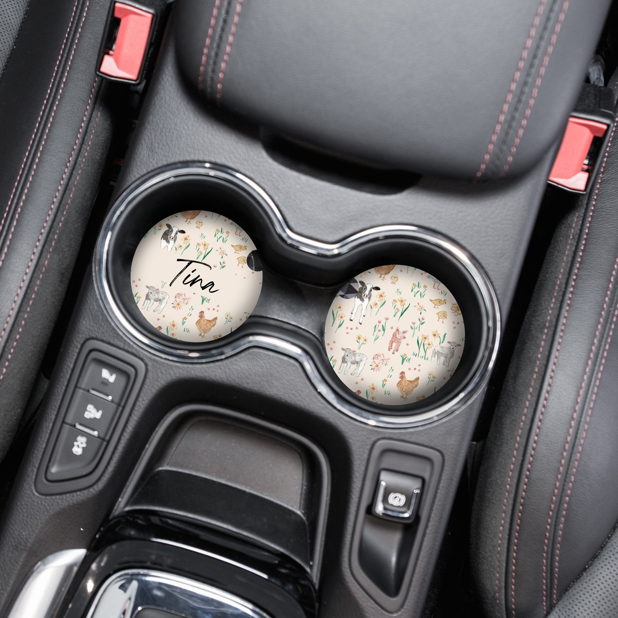 Kişiselleştirilmiş İsimli Araba Bardak Altlıkları - Çiftlik Hayvanları