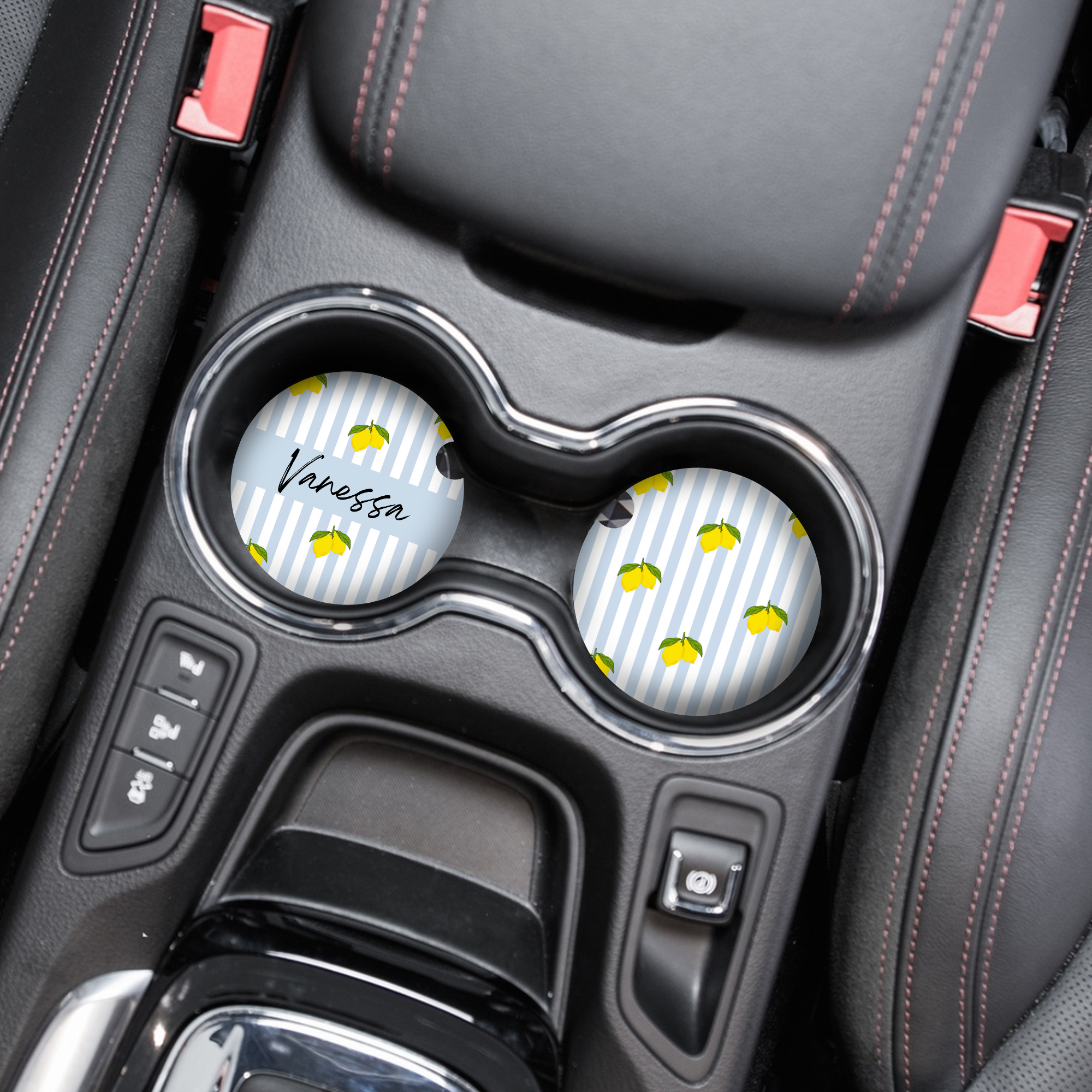 Kişiselleştirilmiş İsimli Araba Bardak Altlıkları - Living La Vida Lemon