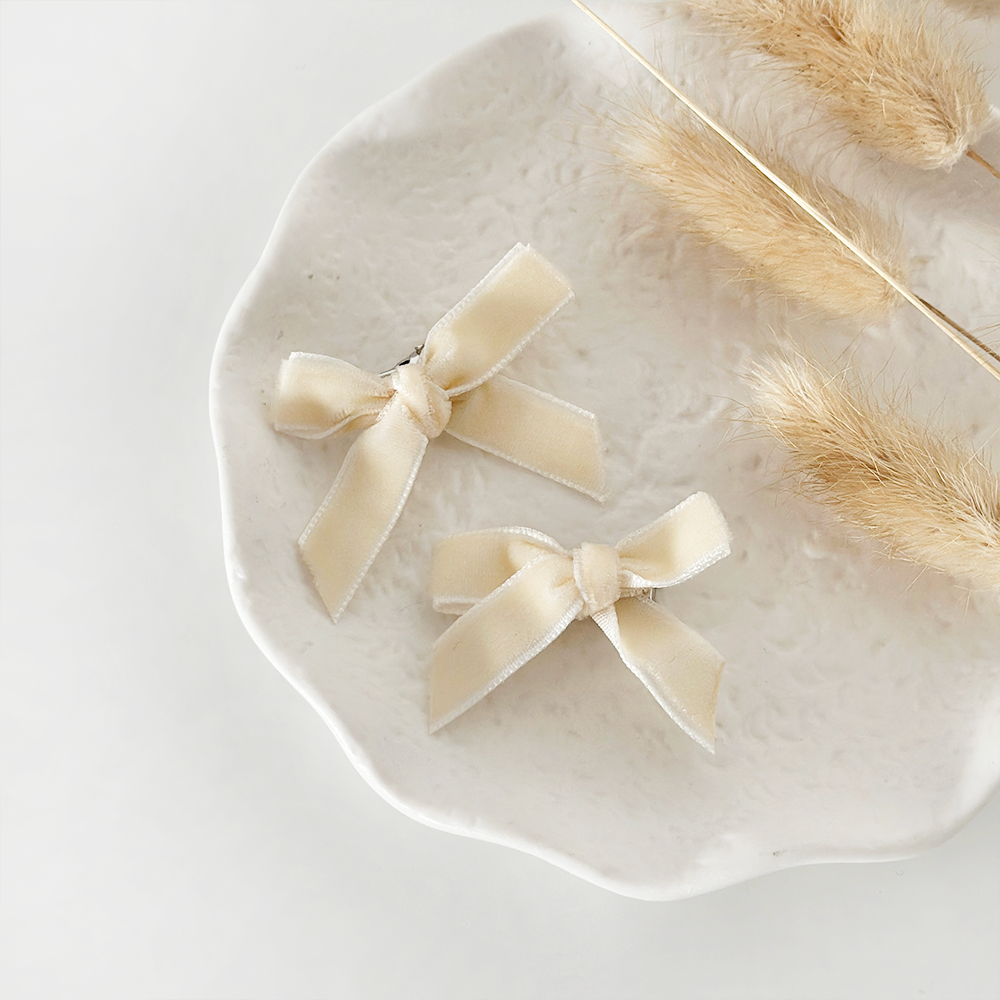 Şampanya Rengi Mini Kurdeleli Saç Tokaları