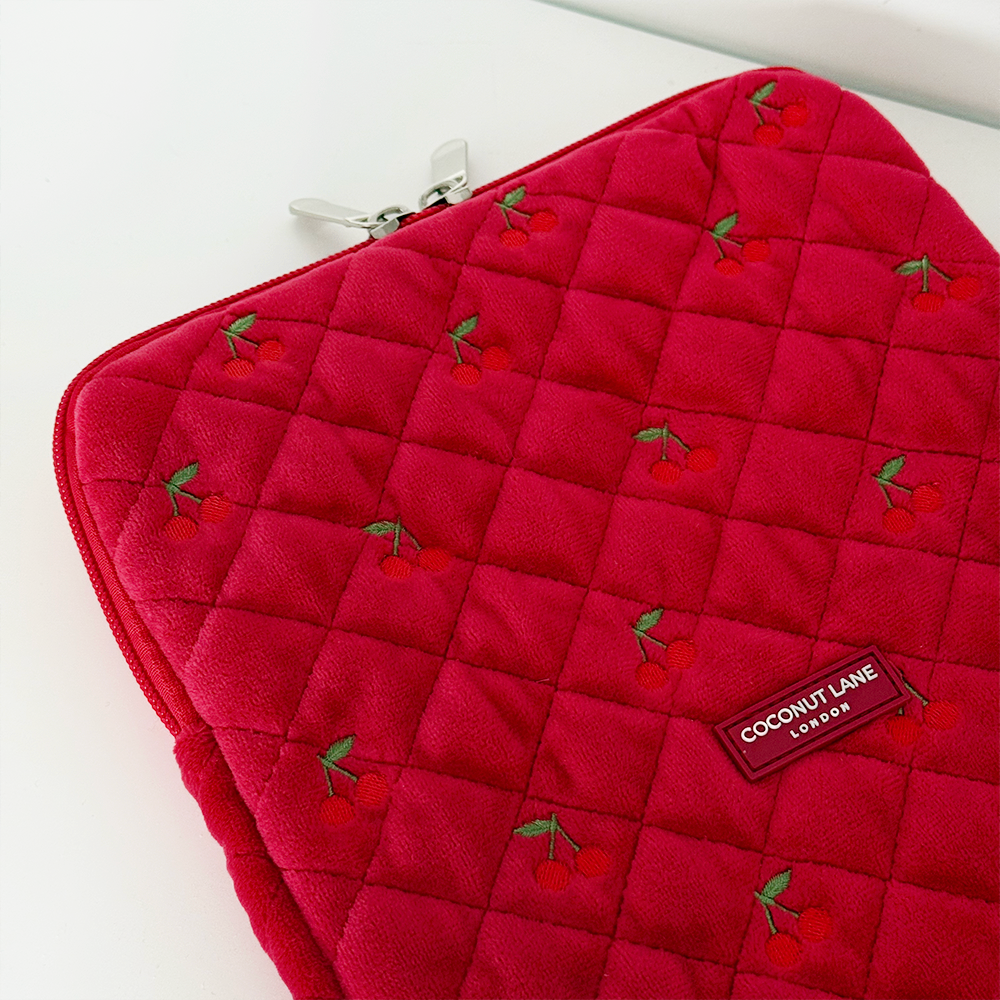 Quilted Cherry Velvet iPad Sleeve