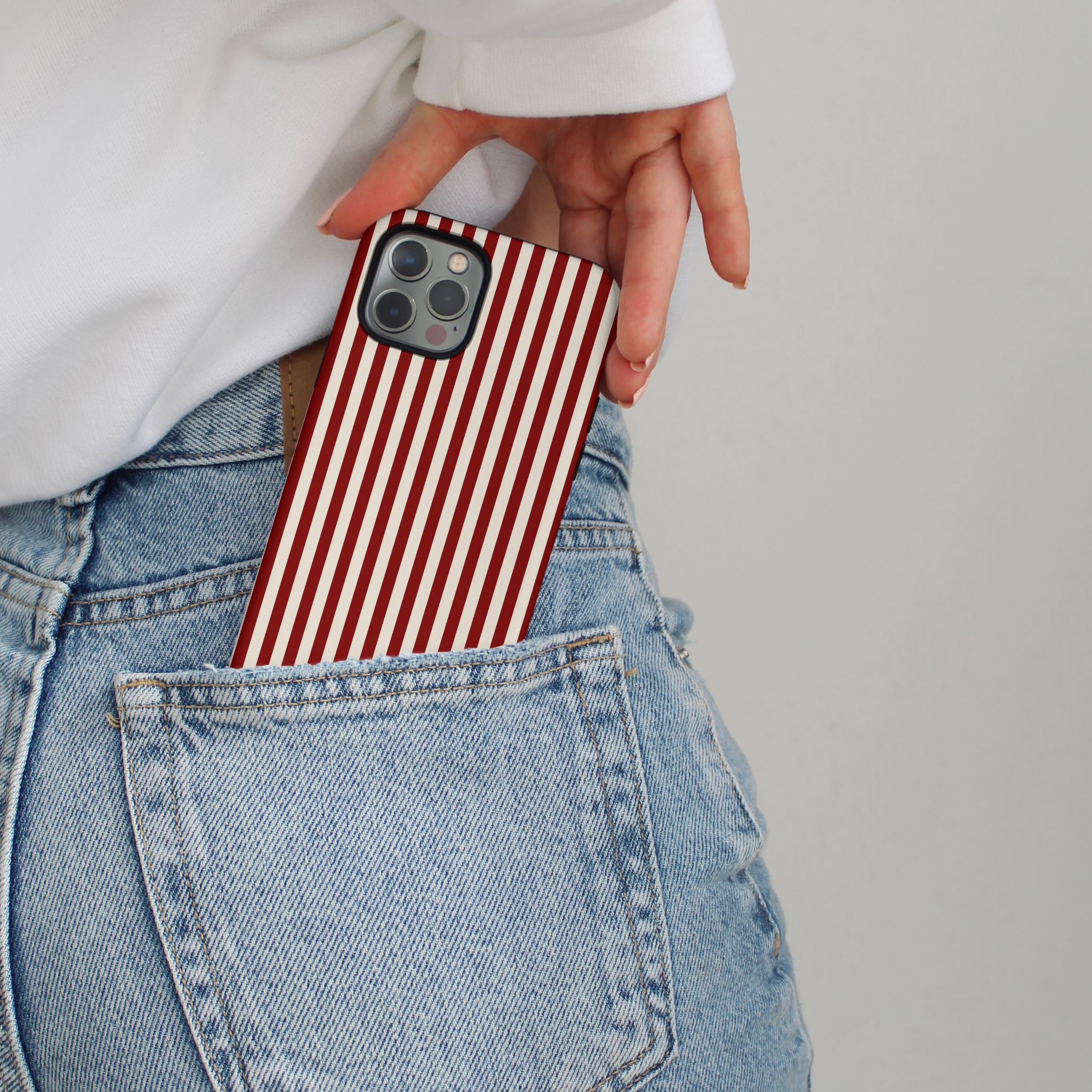 Tough Phone Case - Cherry Red Stripes