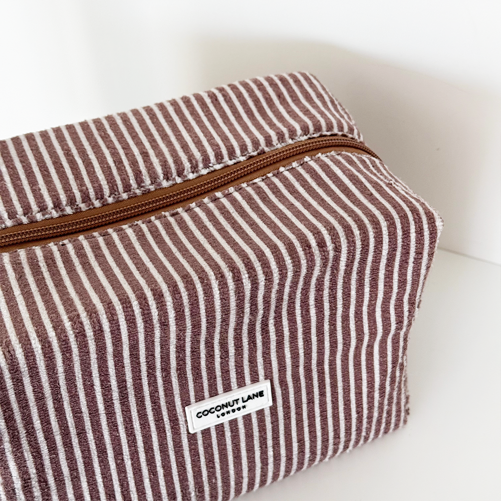 Towel Makeup Bag - Chestnut Stripes