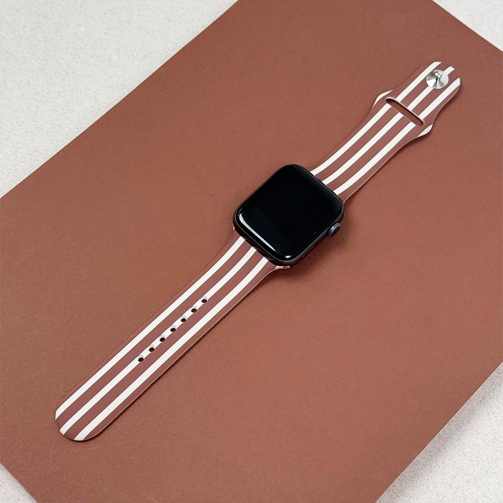 Kestane Çizgili Apple Watch Kayışı