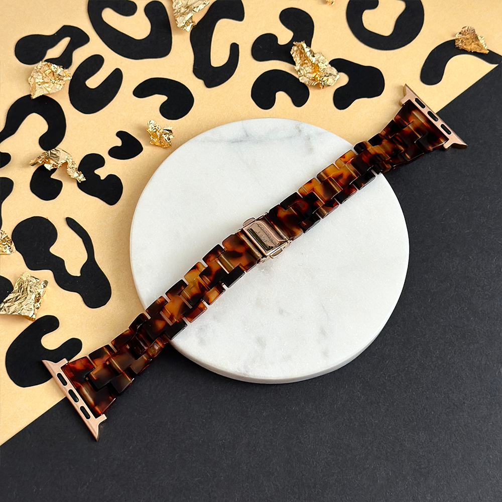 İnce Lüks Kaplumbağa Kabuğu Desenli Apple Watch Kayışı