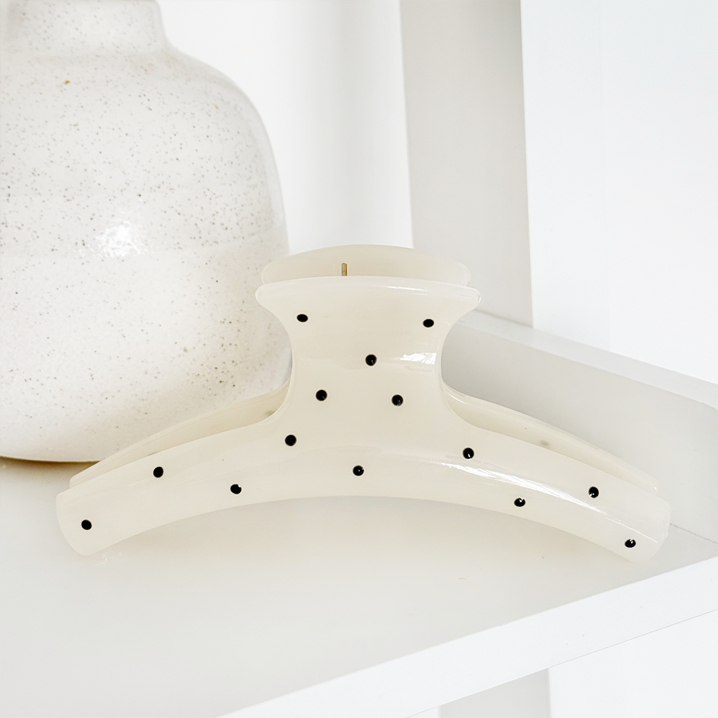 Beyaz Puantiyeli Pençe Klipsi